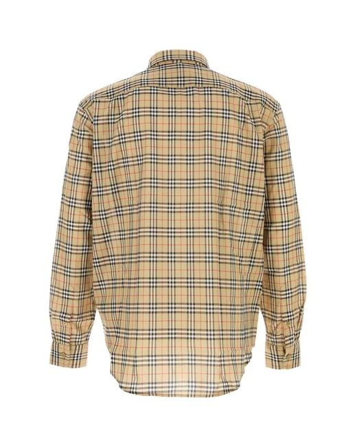 Burberry Natural Embroidered Cotton Shirt for men