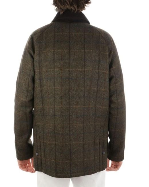 Barbour Black Wool Checked Corduroy Collar Jacket