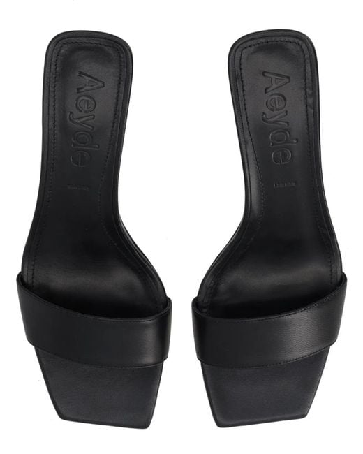 Aeyde Black Nappa Leather Cross Breed Lamb Leather Sandals