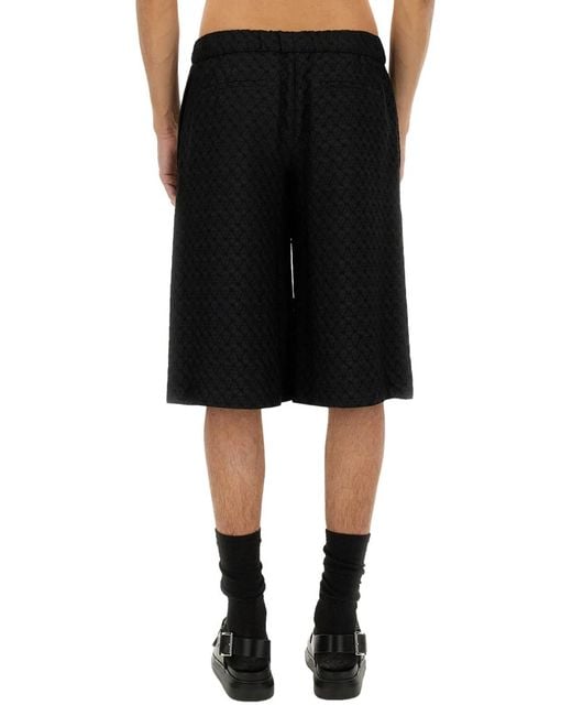 McQueen Black Skull Jacquard Pattern Shorts for men
