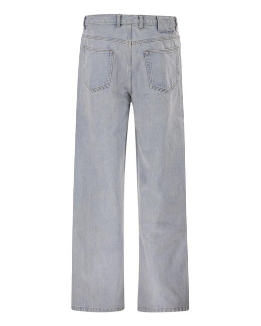 A.P.C. Gray Washed Cotton Denim Wide-Leg Jeans for men