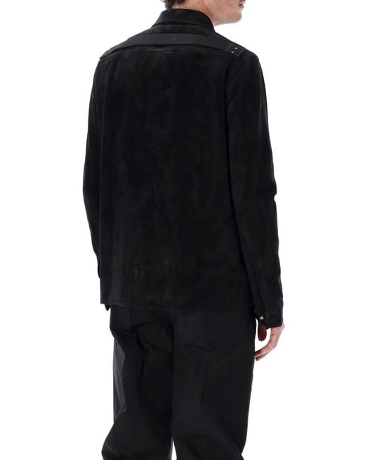 Rick Owens Black Brad Suede Leather Jacket for men