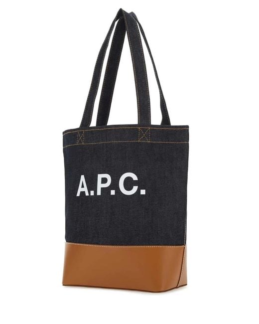 A.P.C. Black Two-Tone Denim And Leather Axelle Shopping Bag for men