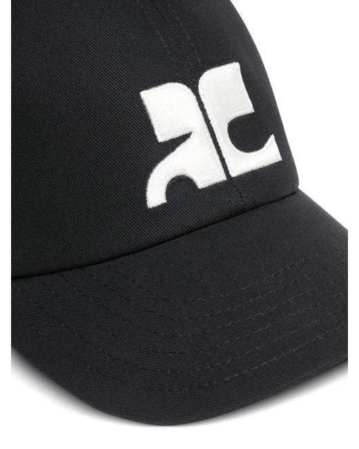 Courreges Black Courregès Ac Logo Cotton Cap