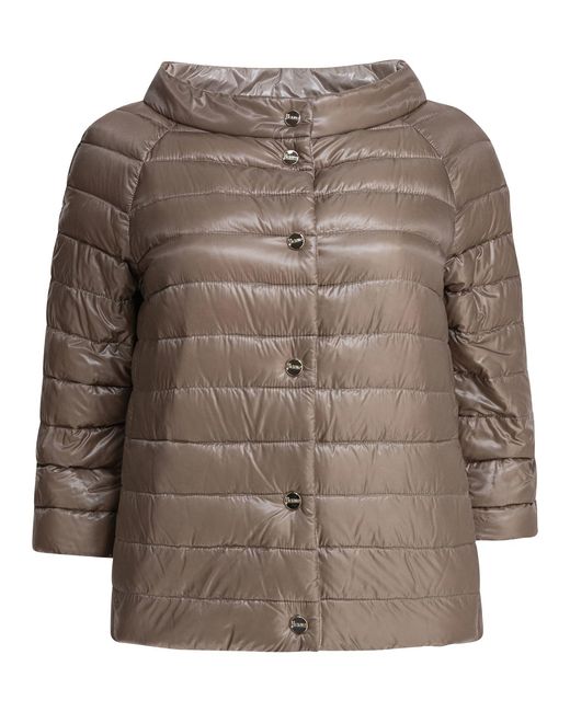 Herno Brown Reversible Short Down Jacket Made Of Ultra-Light Nylon