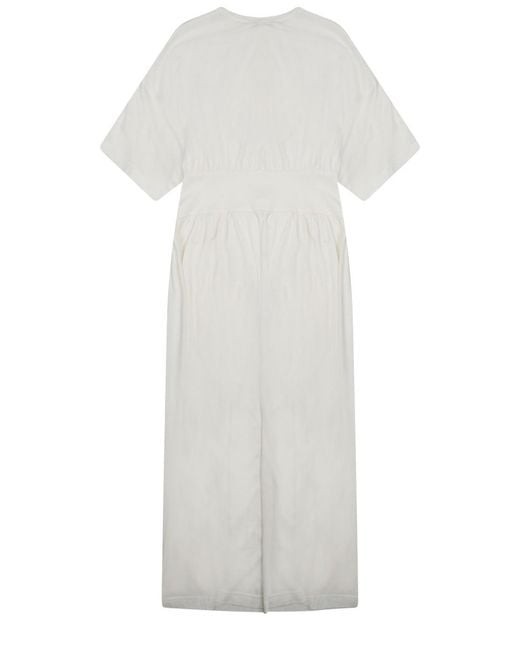 Totême White Abito Midi A Manica Corta