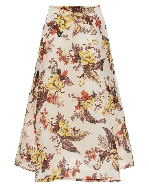 Zimmermann Natural 'Matchmaker Floral Flare' Skirt