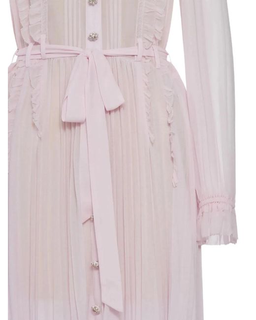 Self-Portrait Pink Midi Dress With Glitter Details And Neck