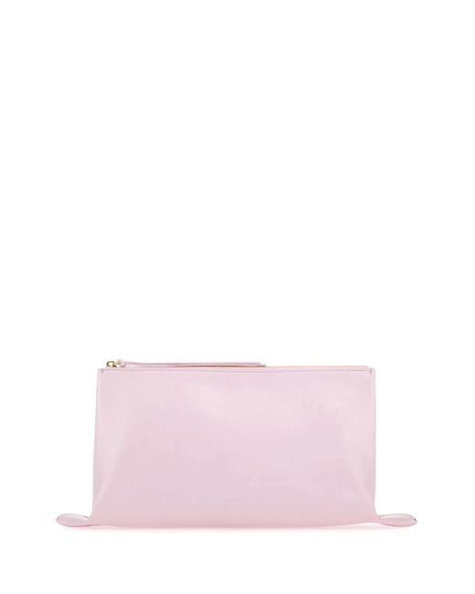Jil Sander Pink Pastel Leather Medium Clutch