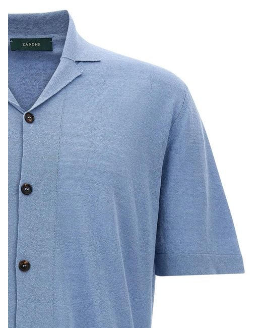 Zanone Blue Short Sleeve Shirt for men