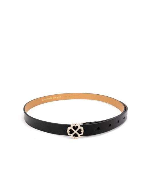 Kate Spade Black Flower Logo Buckle Leather Belt