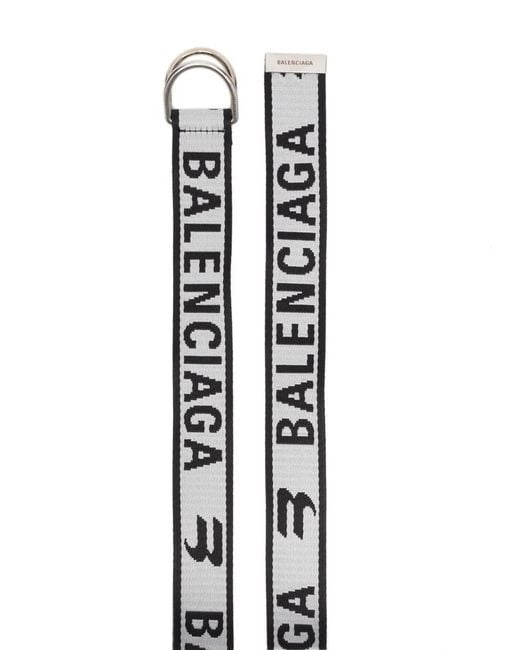 Balenciaga Gray Jacquard Logo D Ring Belt for men