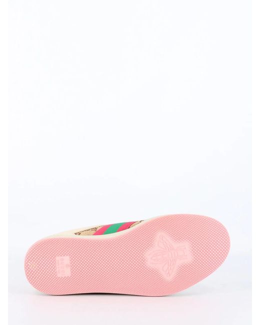 Gucci Pink Screener Leather Sneakers