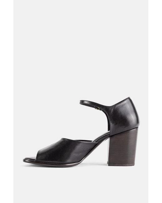 Lemaire White Sandale À Talon Bloc En Cuir Végétal Brillant Square Heeled 80 Noir