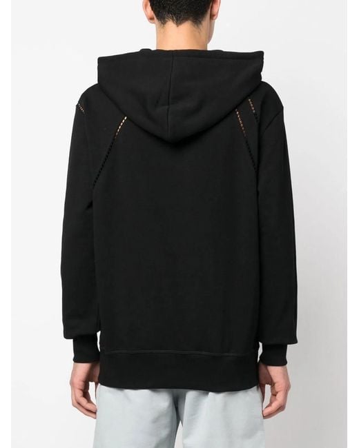McQueen Black Crochet Hrnss Hoodie Organic L for men