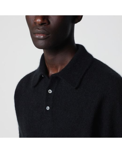 Roberto Collina Black Cashmere Polo Jumper for men