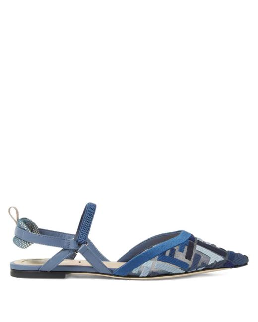 Fendi Blue Slingback Flat Colibrì Lite