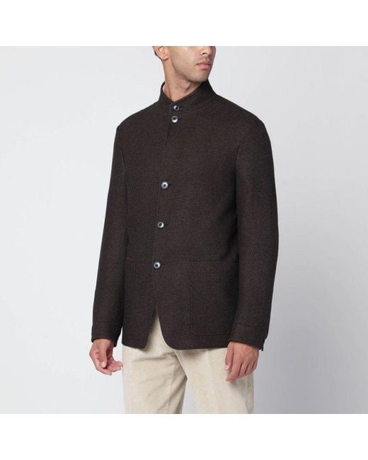 Zegna Black Wool And Silk Jacket for men