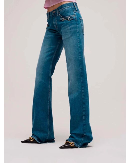 Gucci Blue Low Rise Flare Pants