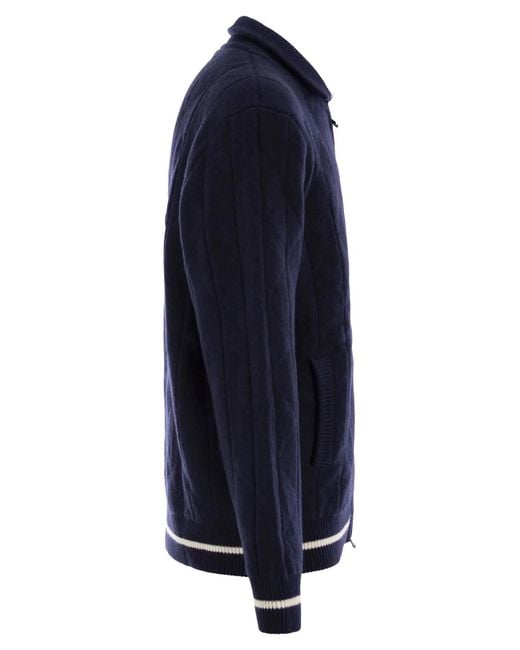 Kiton Blue Cashmere Bomber Jacket for men