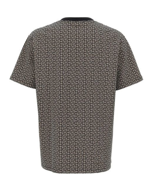 Balmain Gray 'Monogram Couture' T-Shirt for men