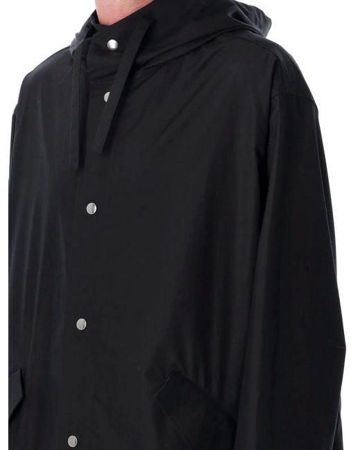 Jil Sander Black Cotton Logo Parka for men