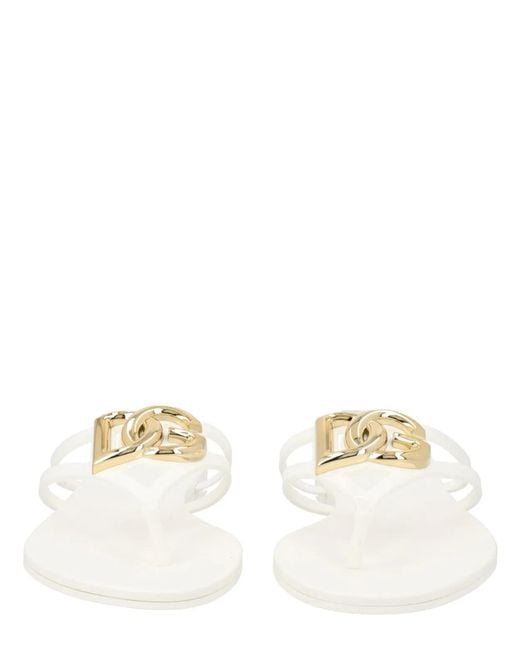 Dolce & Gabbana White Dolce & Gabbana Slide With Logo