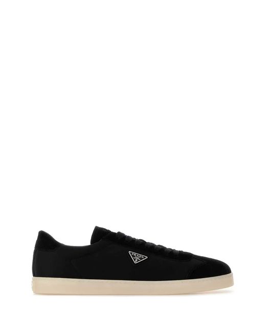 Prada Black Re-Nylon And Suede Sneakers for men