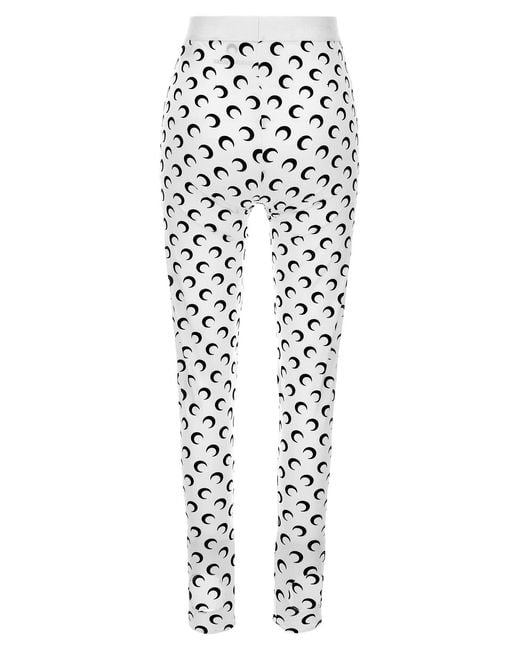 MARINE SERRE White 'Moon Printed Jersey' Leggings