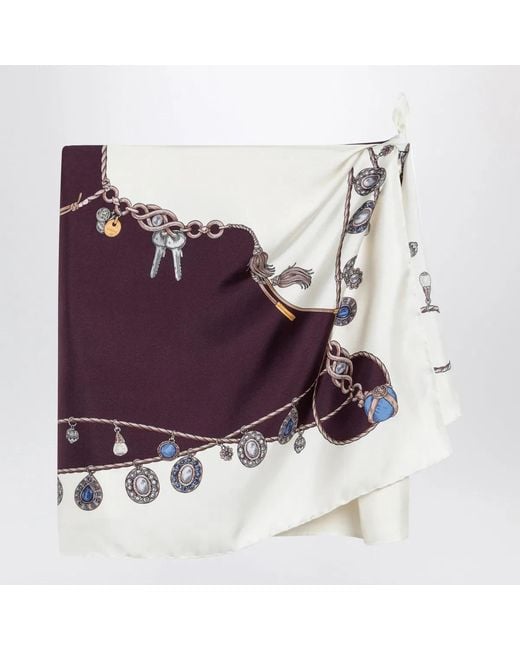 Versace Purple Stolen Jewels Printed Silk Twill Mini Skirt