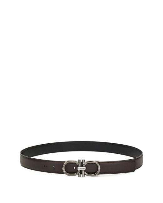 Ferragamo White Dark Leather Belt for men