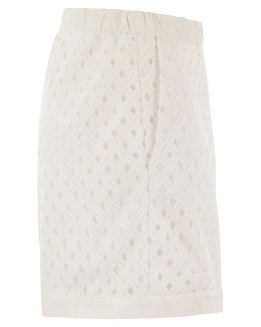 Herno White Perforated Shorts With Geometric Shapes