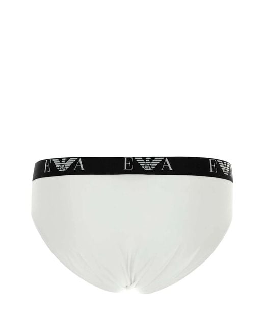 Emporio Armani White Stretch Cotton Brief Set for men