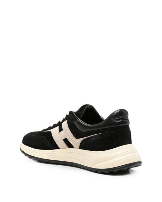 Hogan Black Hyperlight Panelled Logo-Patch Sneakers for men