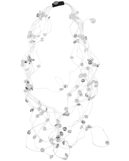 Maria Calderara White Long Net Crystals Necklace