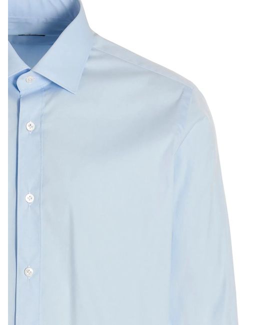 Barba Napoli Blue Poplin Shirt for men
