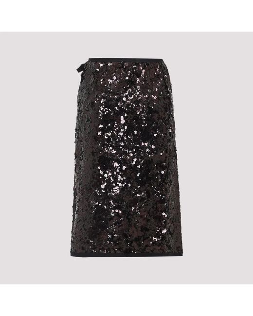 Prada Black Sequin-Embellished Midi Skirt