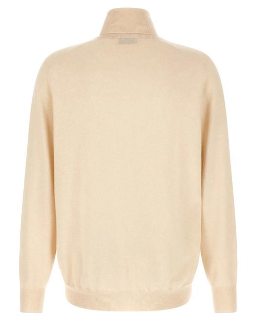 Brunello Cucinelli Natural Cashmere Turtleneck Sweater for men