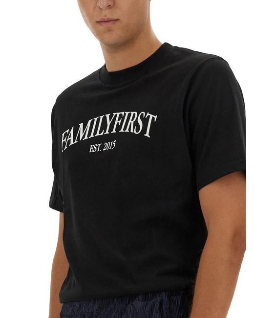 FAMILY FIRST Black T-Shirt With Logo for men