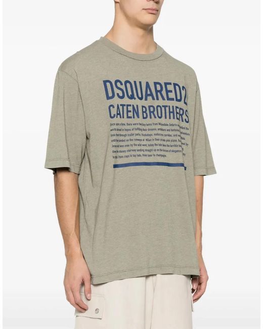 DSquared² Gray Loose Fit Logo T-Shirt for men