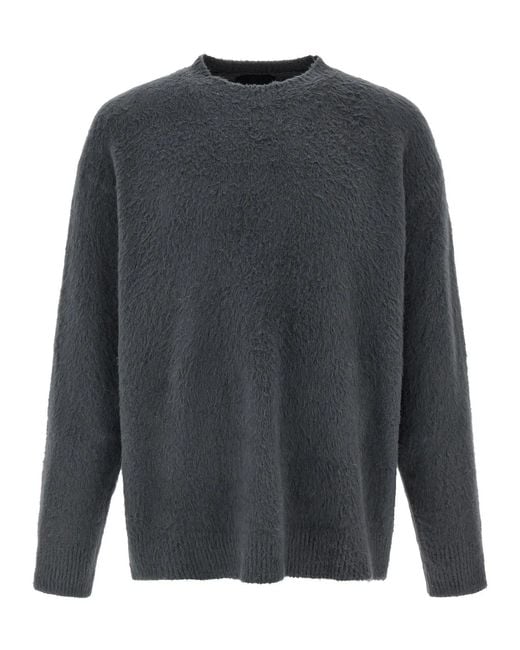 Roberto Collina Gray Shearling Cotton Sweater for men