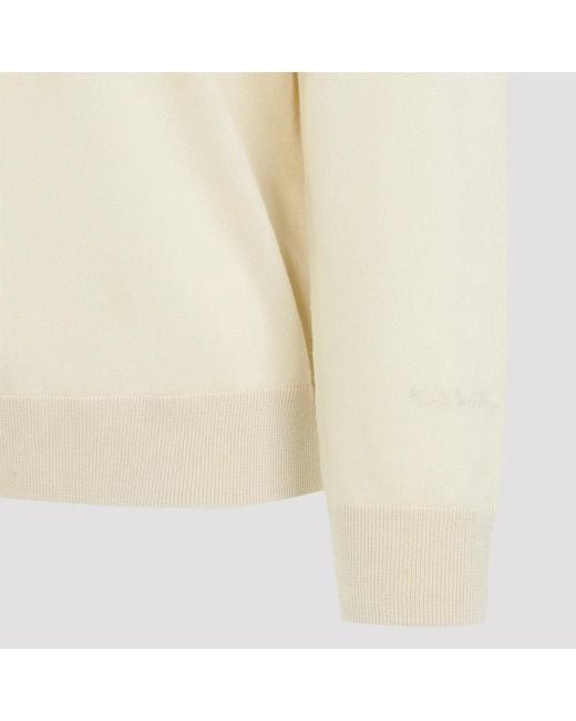 Paul Smith White Light Fine Knit Polo Sweater for men