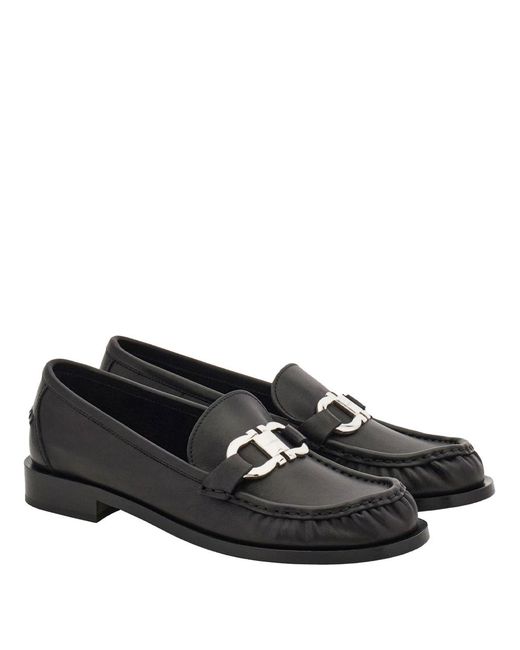 Ferragamo Black Gancini Ornament Loafers