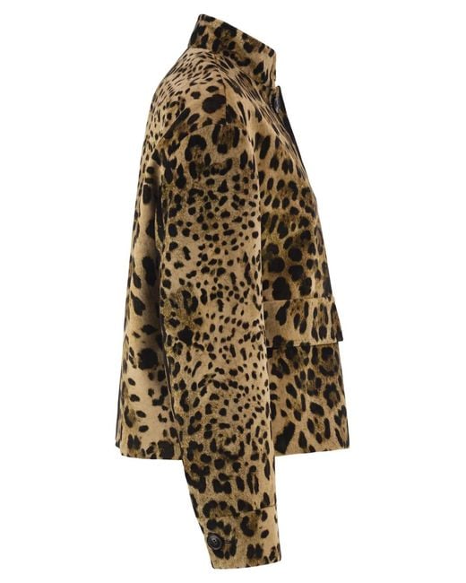 Max Mara Brown Maxmara Studio Mstedro – Cropped Animal-Print Cotton Jacket