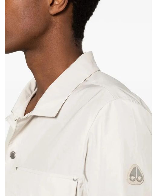 Moose Knuckles White Charlesbourg Short-Sleeve Shirt for men