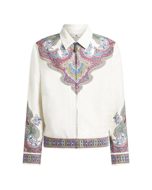 Etro White Linen Viscose Outerwear for men