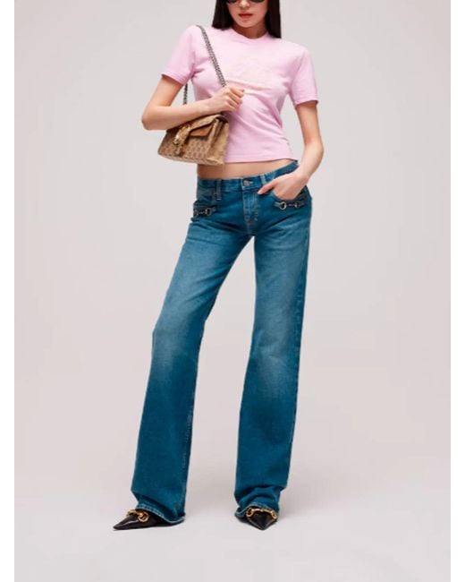 Gucci Blue Low Rise Flare Pants