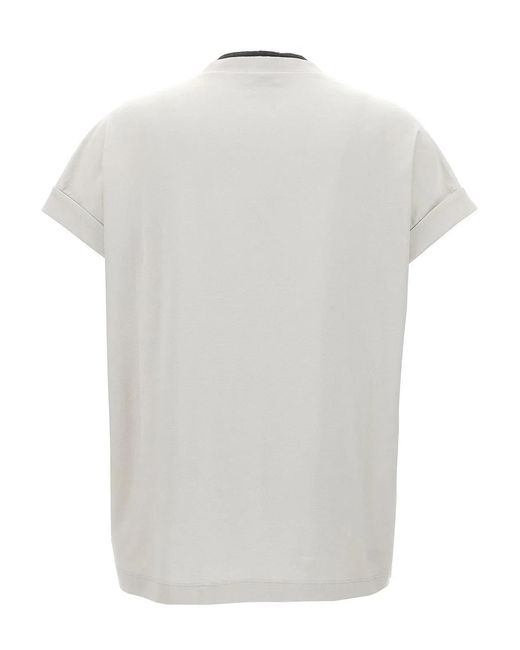 Brunello Cucinelli White Monile Jersey T-Shirt