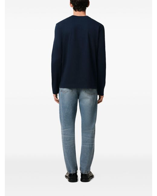 AMI Blue Cotton Long Sleeve T-Shirt for men