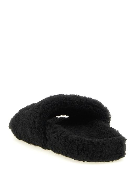 Balenciaga Black 'Furry' Open Sandals